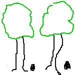 2 trees and 2 turds